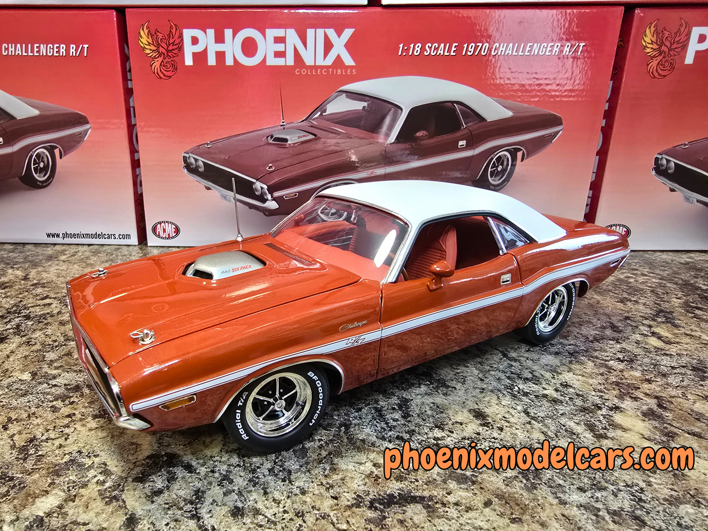 Phoenix Collectibles #2: 1970 Dodge Challenger FK5 Deep Burnt Orange w/ White Vinyl Top Coupe
