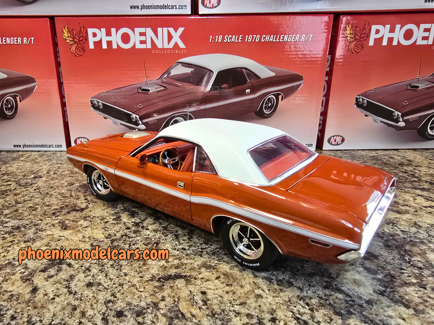 Phoenix Collectibles #2: 1970 Dodge Challenger FK5 Deep Burnt Orange w/ White Vinyl Top Coupe