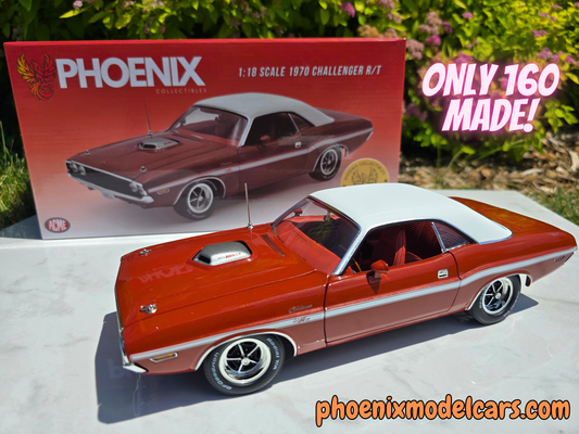 Phoenix Collectibles #2: 1970 Dodge Challenger FK5 Deep Burnt Orange w/ White Vinyl Top Coupe