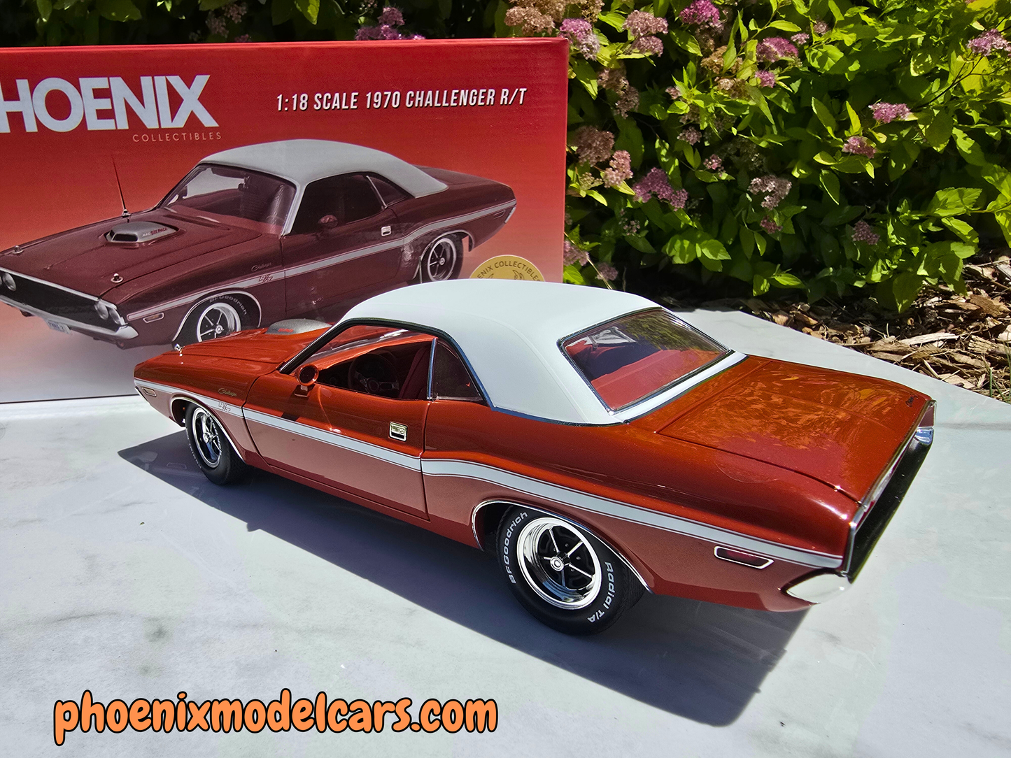 Phoenix Collectibles #2: 1970 Dodge Challenger FK5 Deep Burnt Orange w/ White Vinyl Top Coupe